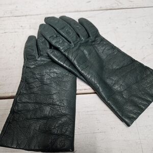 Fownes Green Genuine Leather Vintage Gloves Womens Medium
